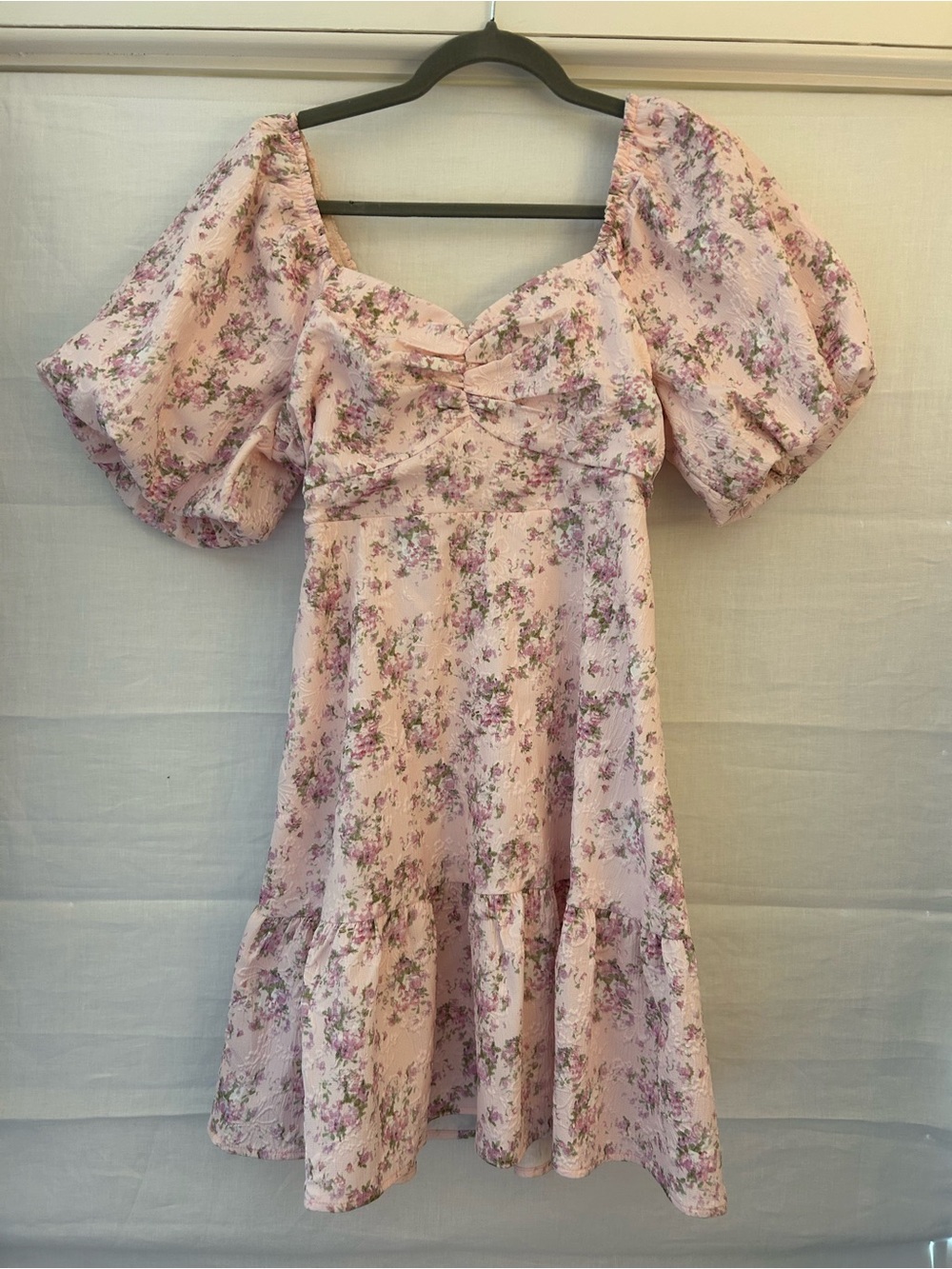 English Factory Pink Floral Puff-Sleeve Mini Dress